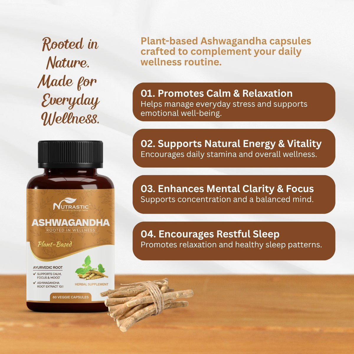 Ashwagandha Capsules – Natural Stress Relief & Energy Booster