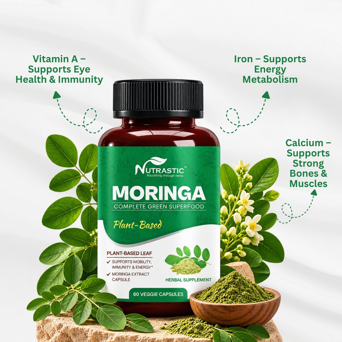 Nutrastic Moringa Capsules – Daily Superfood for Energy, Immunity & Whole-Body Wellness