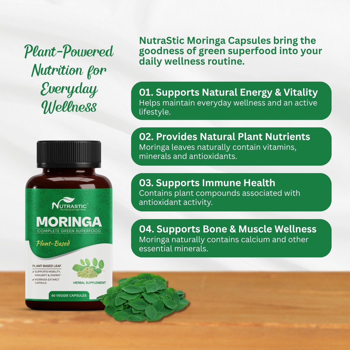 Nutrastic Moringa Capsules – Daily Superfood for Energy, Immunity & Whole-Body Wellness