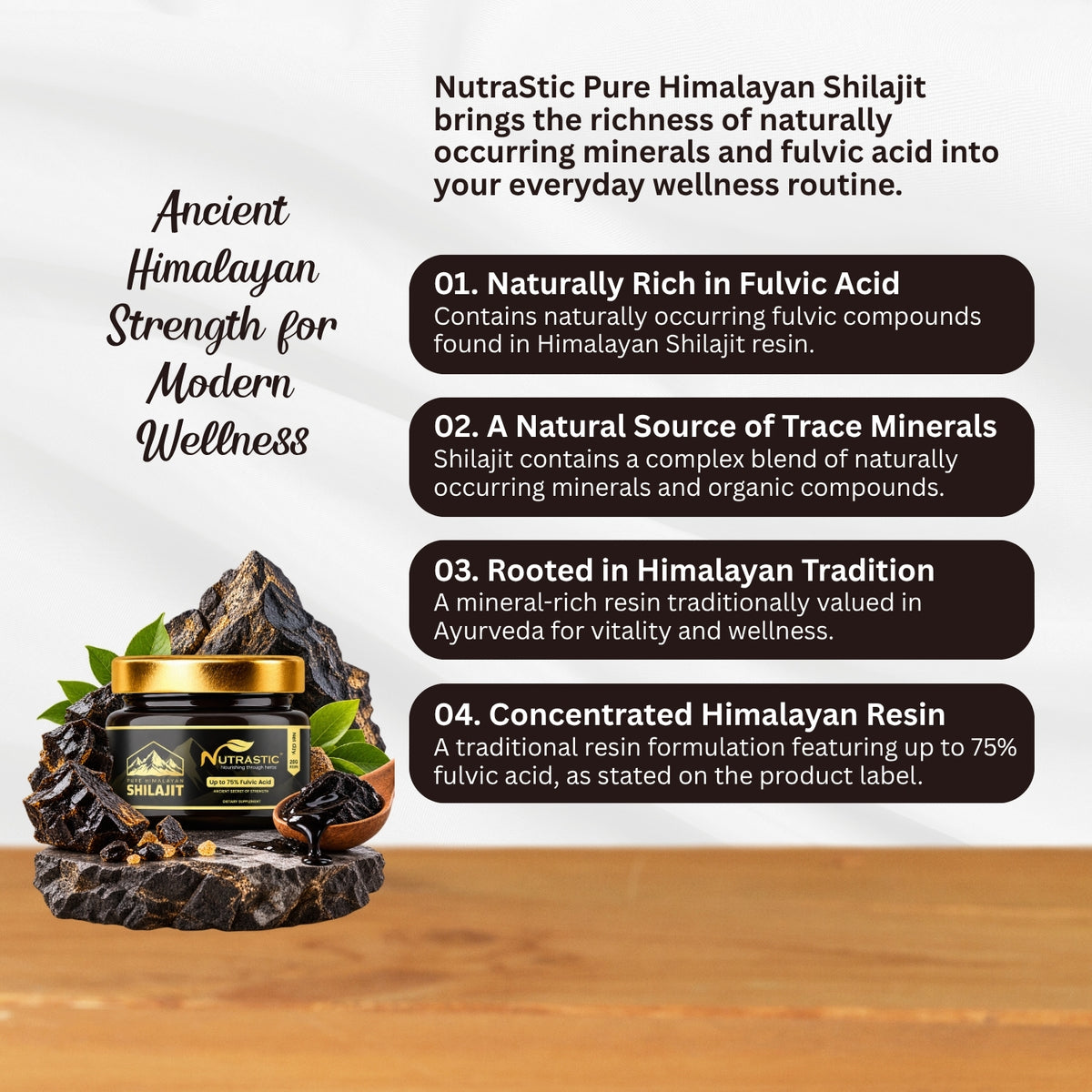 Nutrastic Pure Himalayan Shilajit Resin – Natural Strength, Stamina & Vitality Booster