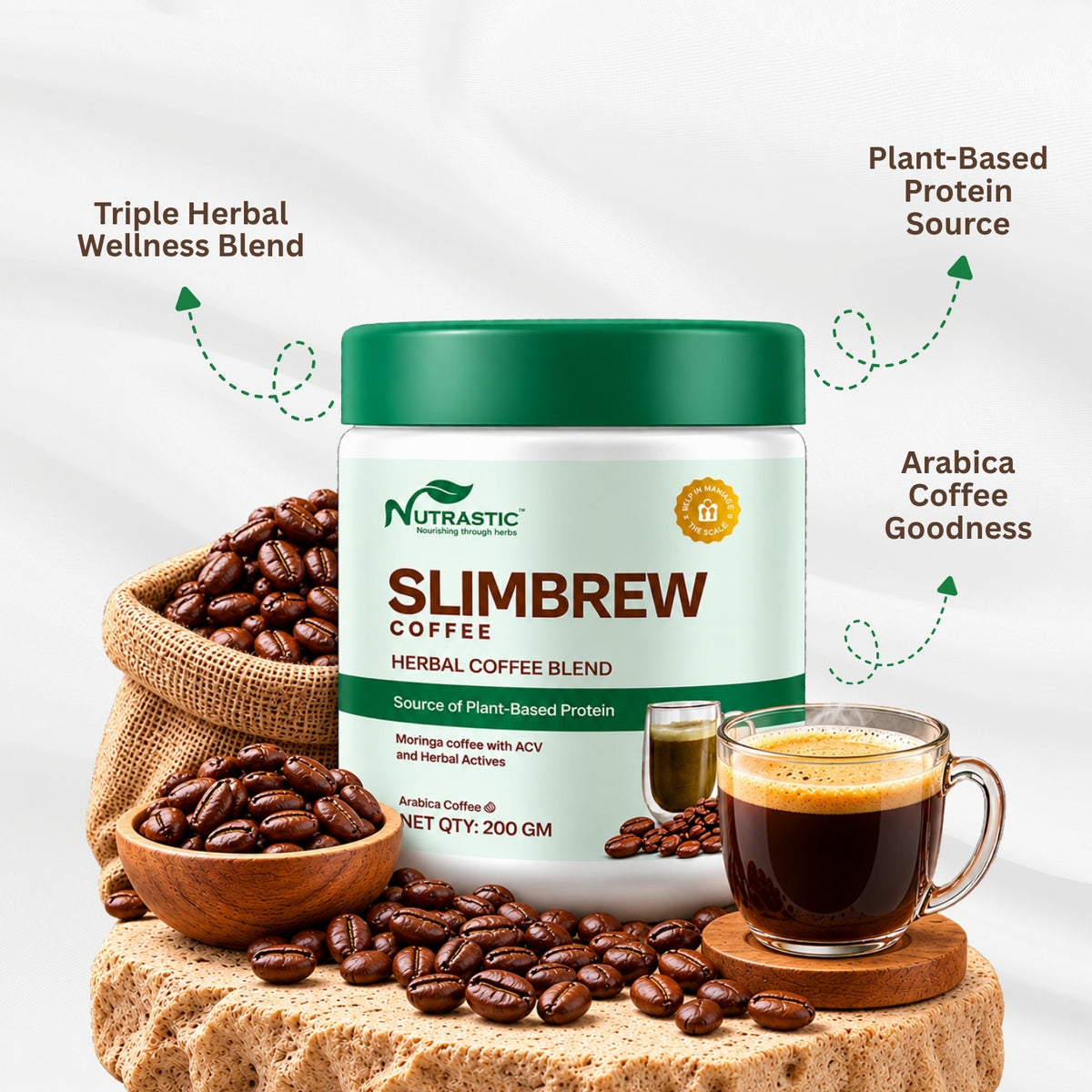 SlimBrew Coffee – Herbal Coffee Blend with Moringa & Apple Cider Vinegar