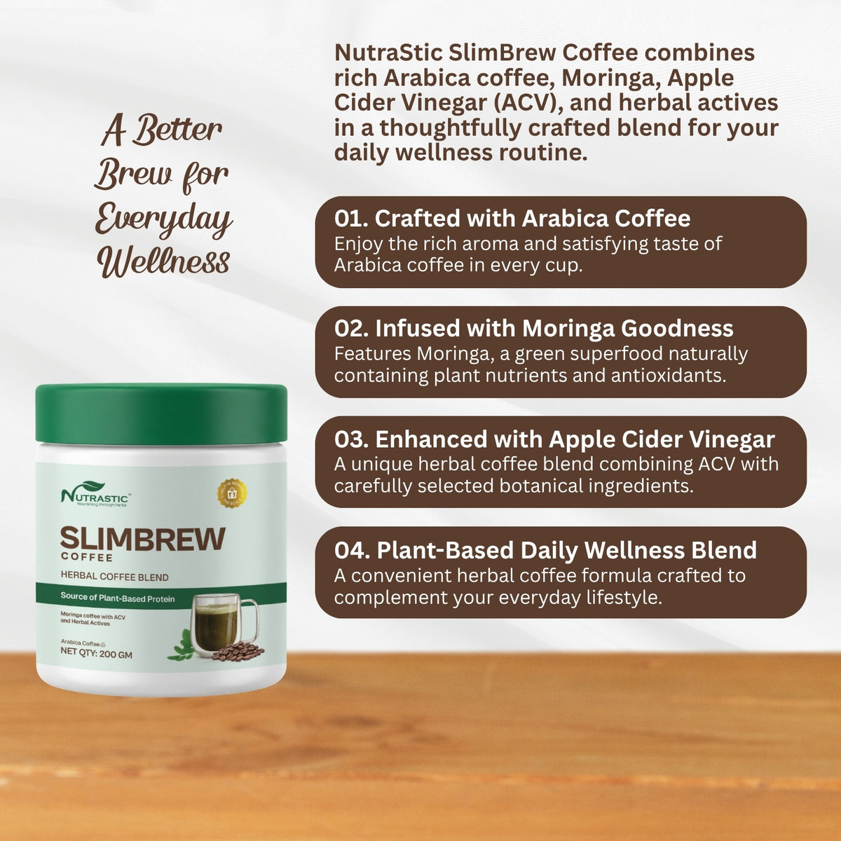 SlimBrew Coffee – Herbal Coffee Blend with Moringa & Apple Cider Vinegar