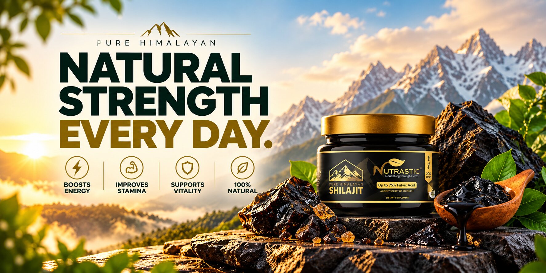 Pure Himalayan Shilajit - Natural strength every day: boosts energy, improves stamina, supports vitality, 100% natural